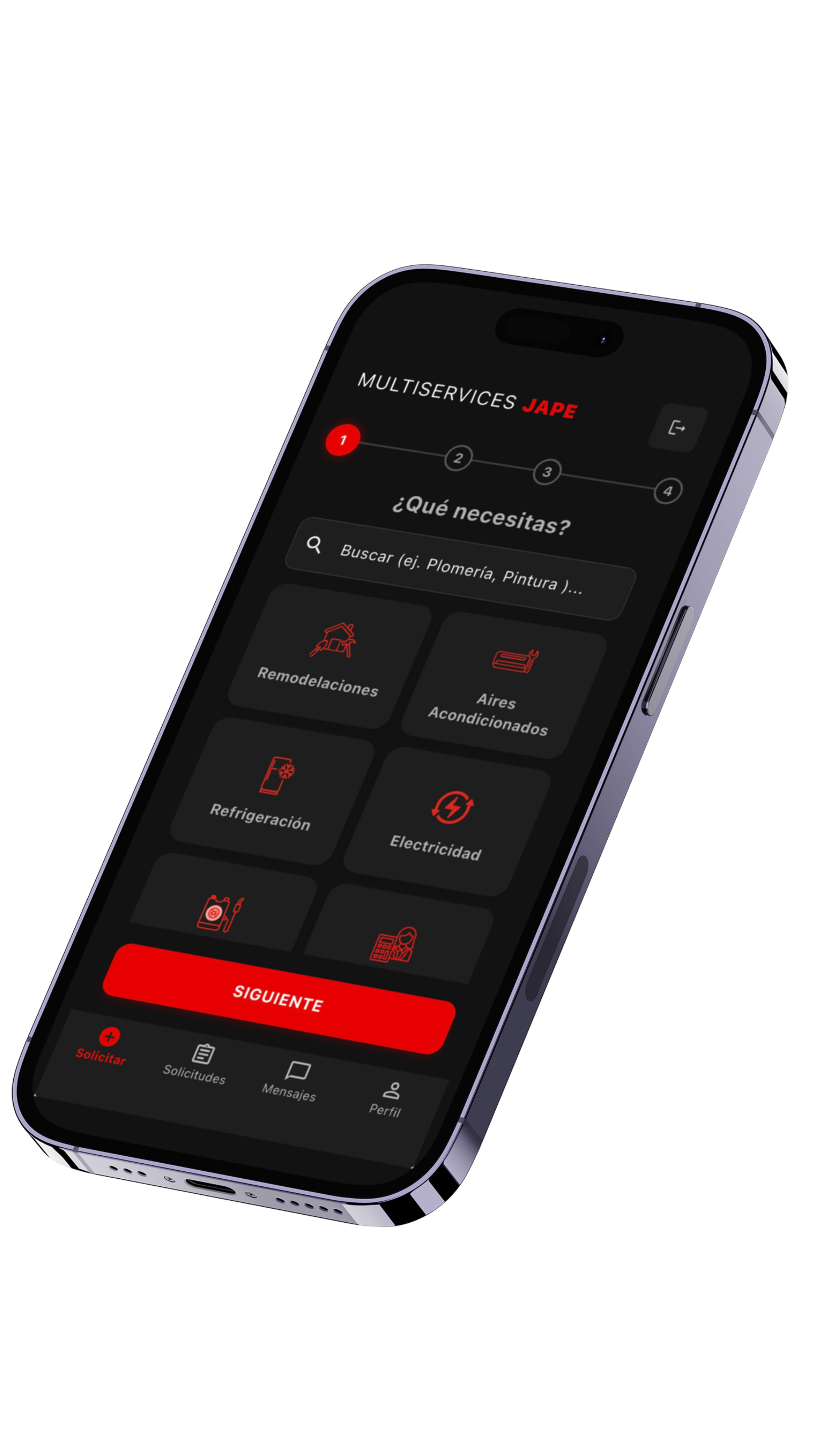 Mockup App Multiservices Jape Panamá
